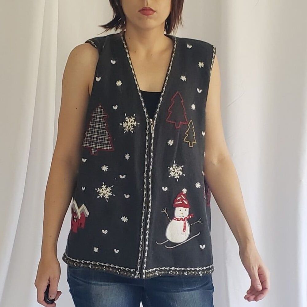 North Crest Snowman Green Sweater Vest
